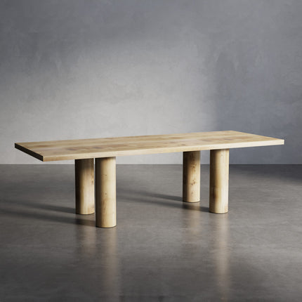 Solid Oak Dining Table with Wooden Pin Rounded Up Legs – DURABLE HARDWOOD CLAR 030