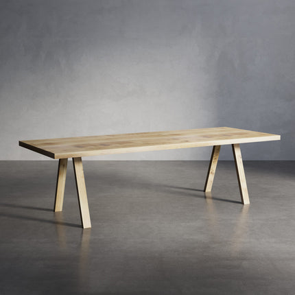 Solid Oak Dining Table with Wooden Pin A Legs – DURABLE HARDWOOD CLAR 032