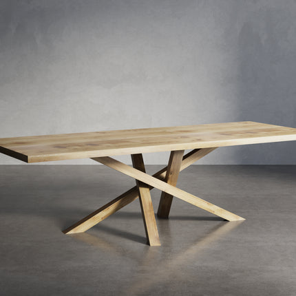 Ranby Oak Modern Dining Table Crossover Wooden Base