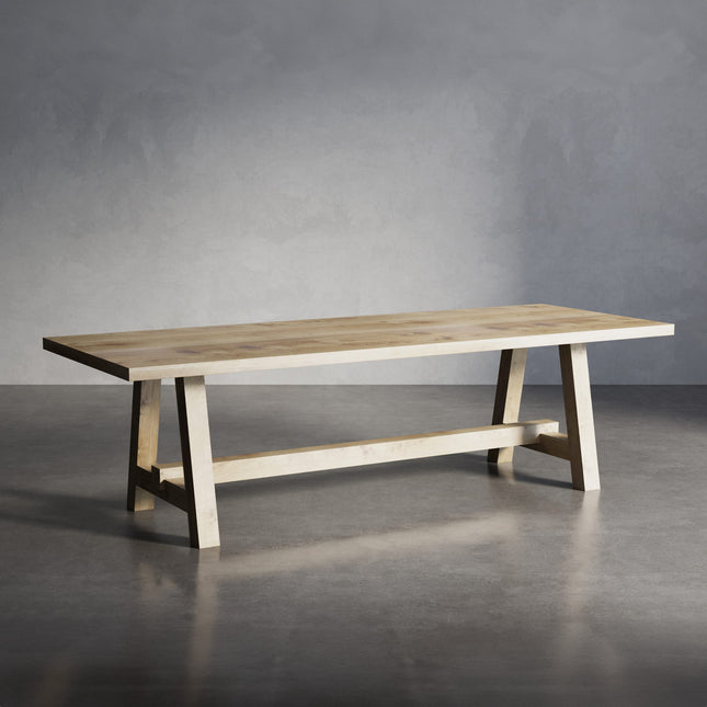 Solid Oak Dining Table AF Frame Wooden Legs with Bar – DURABLE HARDWOOD CLAR 020