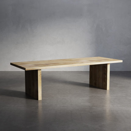 Solid Oak Dining Table with Wooden Block Legs – DURABLE HARDWOOD CLAR 031