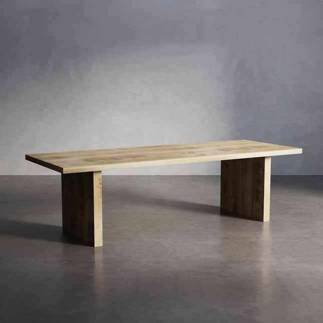 Solid Oak Dining Table with Wooden Block Legs – DURABLE HARDWOOD CLAR 031