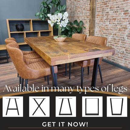 Grantham Thick Dining Industrial Dining Table V Frame Steel Legs