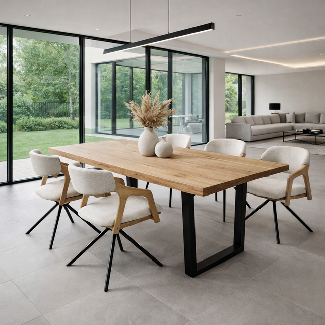 Ketsby Solid Oak Dining Table VF Steel Legs