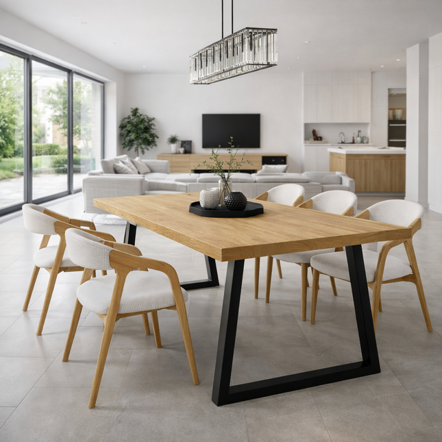 Rigsby Solid Oak Dining Table TP Steel Legs