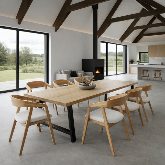 Thurlby Solid Oak Dining Table AF Steel Legs