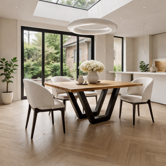Wilksby Solid Oak Dining Table Steel Leg