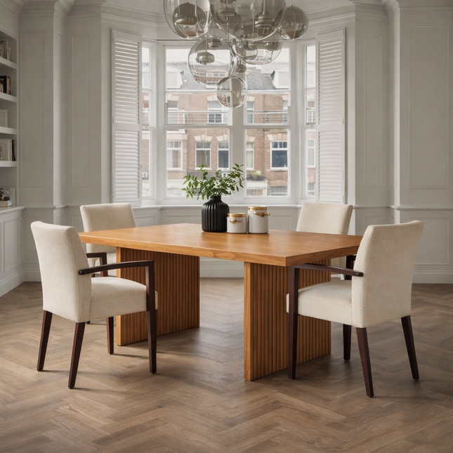 Lusby Solid Oak Dining Table Wooden Base