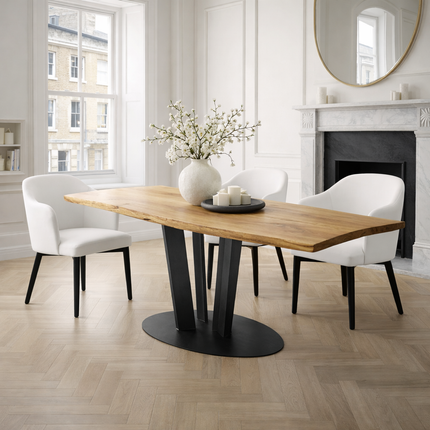 Dalby Solid Oak Dining Table Steel Leg