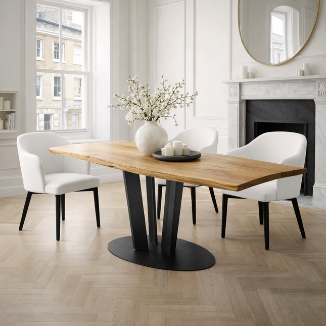 Dalby Solid Oak Dining Table Steel Leg