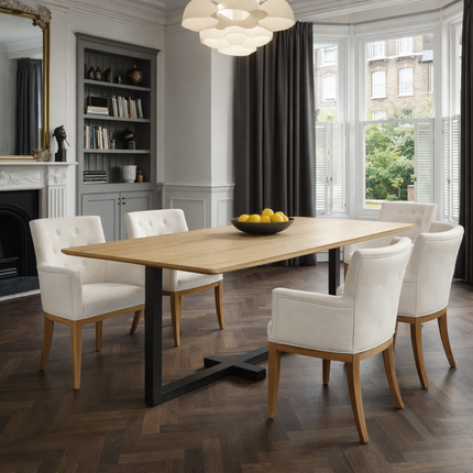 Yarm Solid Oak Dining Table Steel Base