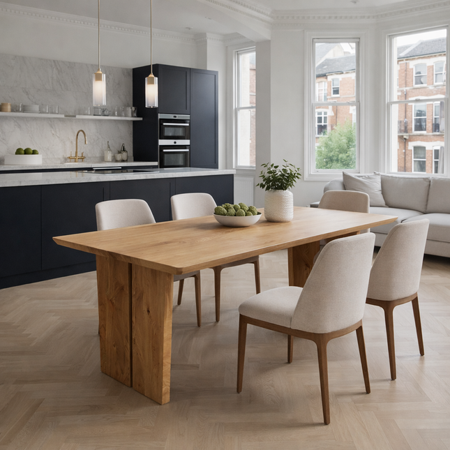Weston Solid Oak Dining Table Wooden Base