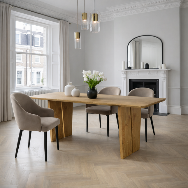 Weston Solid Oak Dining Table Wooden Base