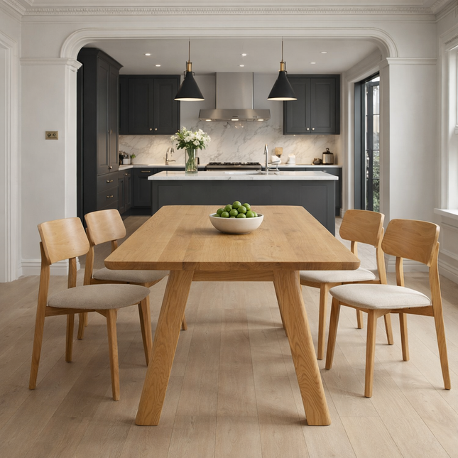 Ancaster Solid Oak Dining Table with Wooden Legs