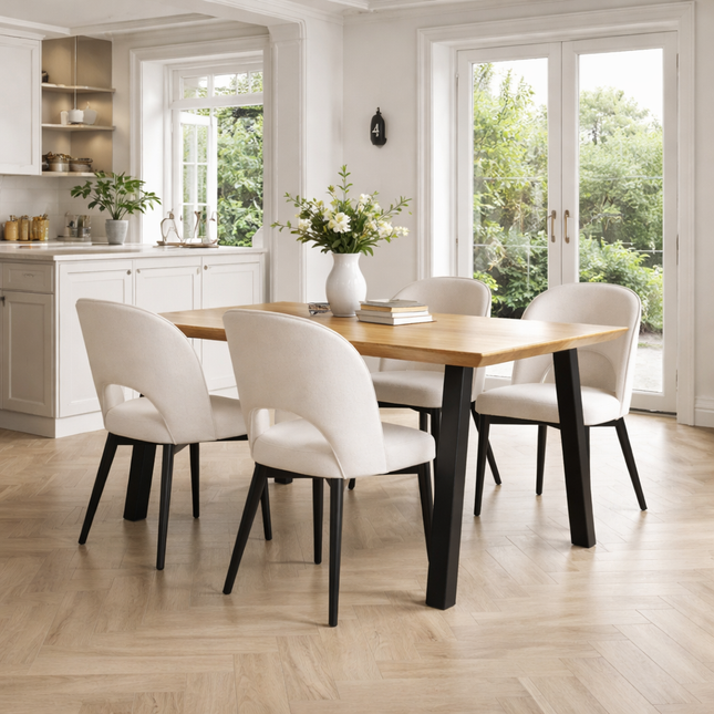 Girton Solid Oak Dining Table with Steel Legs
