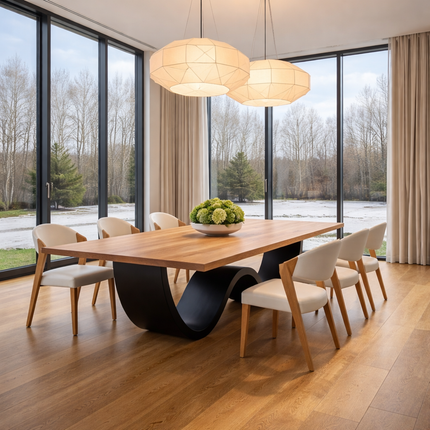 Nocton Oak Modern Dining Table Wave