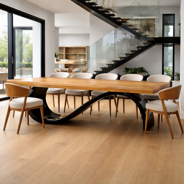 Ashby Oak Modern Dining Table Wave