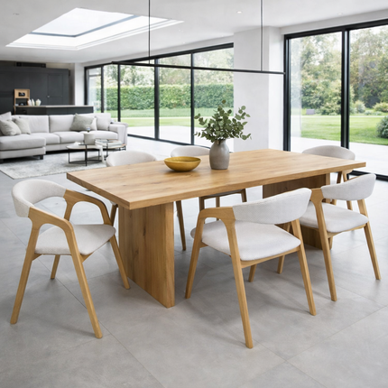 Toynton Solid Oak Dining Table with Wooden Block Leg