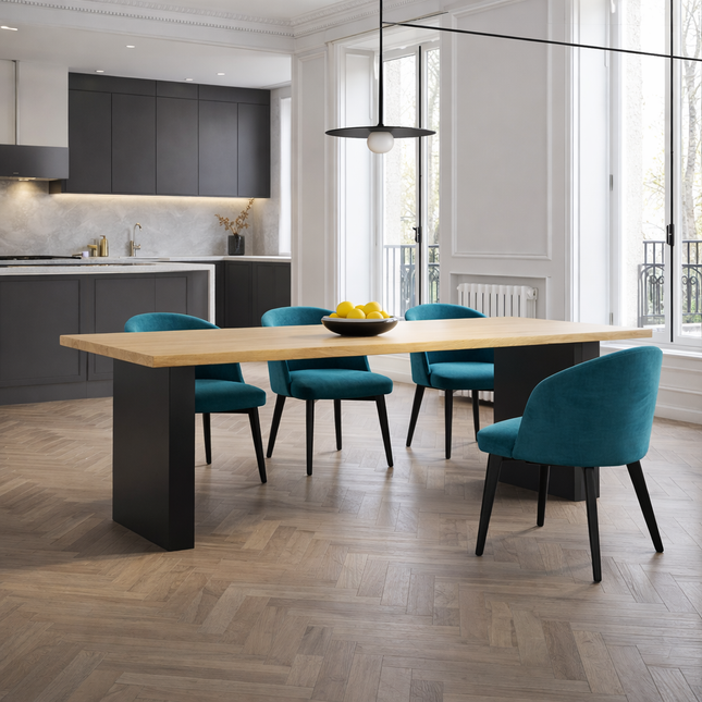 Rotsea Oak Modern Dining Table Steel Base