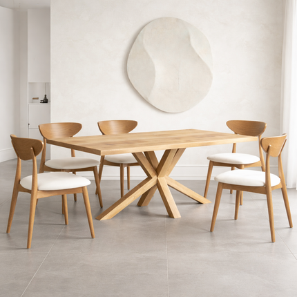 Sotby Oak Modern Dining Table Star Wooden Base