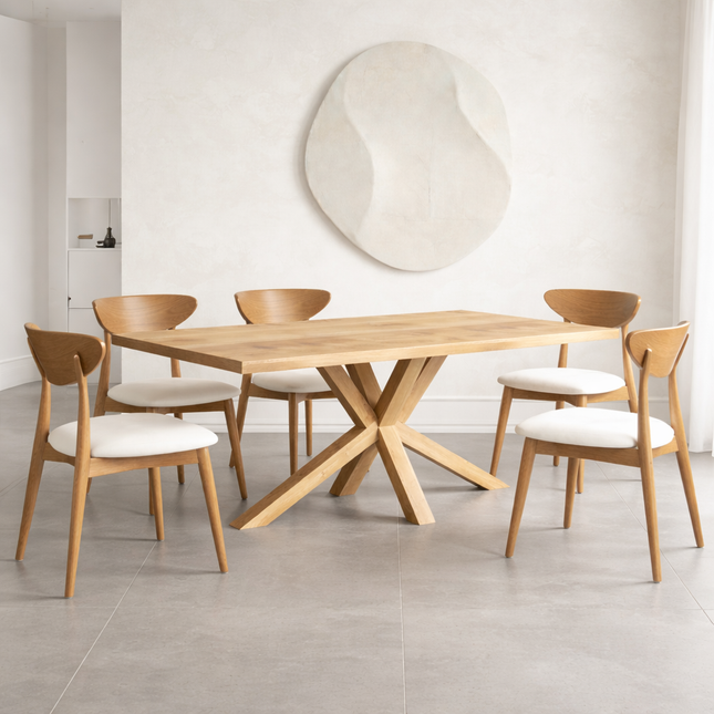 Sotby Oak Modern Dining Table Star Wooden Base
