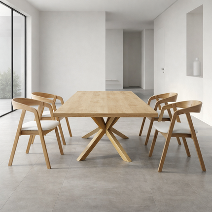 Sotby Oak Modern Dining Table Star Wooden Base