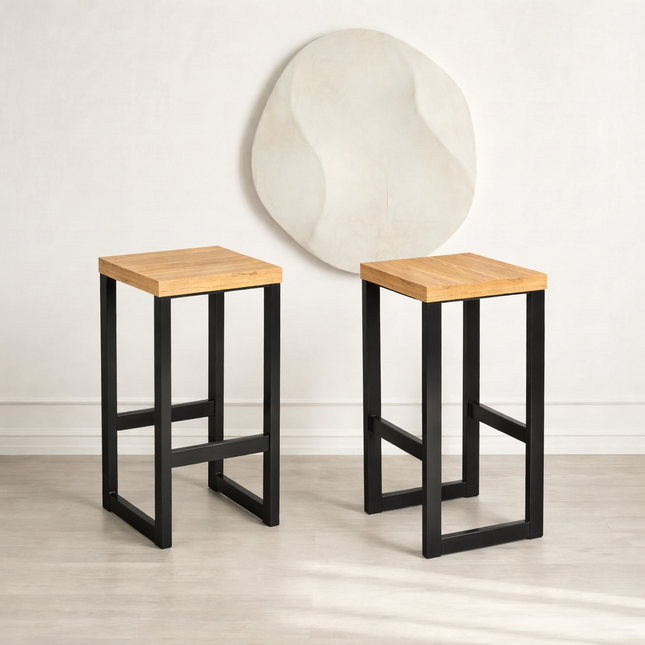 Ines Bar Stool with black metal legs