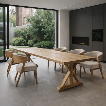 Solid Oak Dining Table with Wooden Farmhouse Legs – DURABLE HARDWOOD CLAR 028