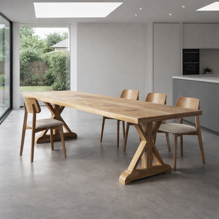 Solid Oak Dining Table with Wooden Farmhouse Legs – DURABLE HARDWOOD CLAR 028