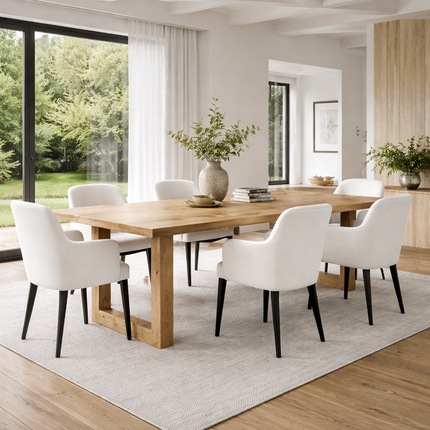 Solid Oak Dining Table with Square Frame Wooden Legs – DURABLE HARDWOOD CLAR 022