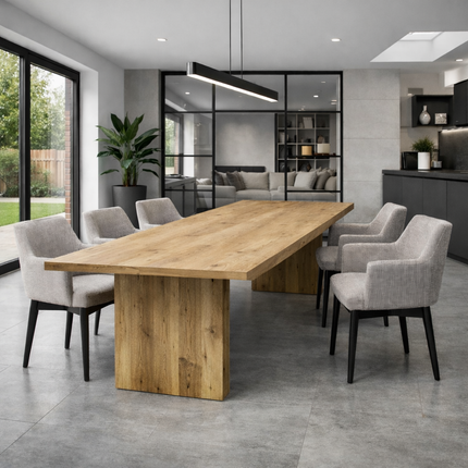 Solid Oak Dining Table with Wooden Block Legs – DURABLE HARDWOOD CLAR 031