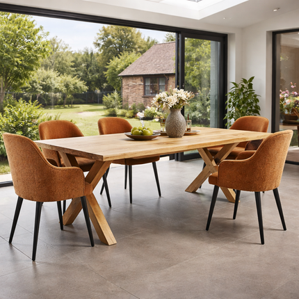 Solid Oak Dining Table with XF Frame Wooden Legs – DURABLE HARDWOOD CLAR 029