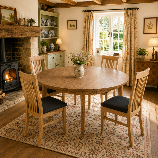 Oak Extendable Round Dining Table Bury