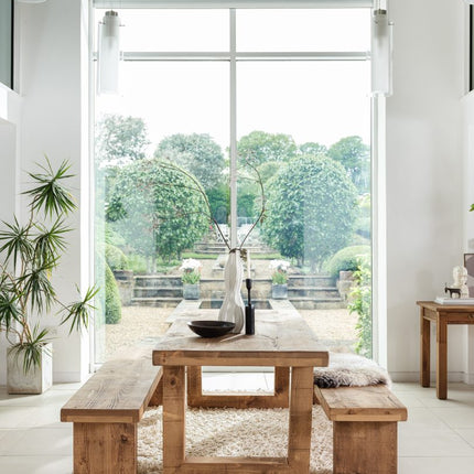 Grantham Thick Dining Industrial Dining Table with Wooden Square Legs