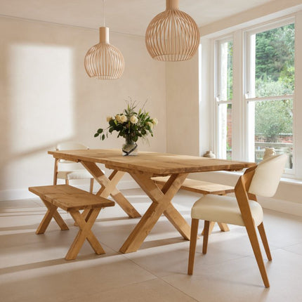 Winthorpe Rustic Extendable Dining Table Handmade Solid Wooden Chunky X Frame Legs