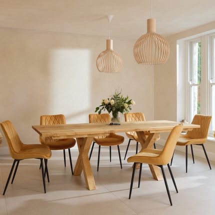 Winthorpe Rustic Extendable Dining Table Handmade Solid Wooden Chunky X Frame Legs