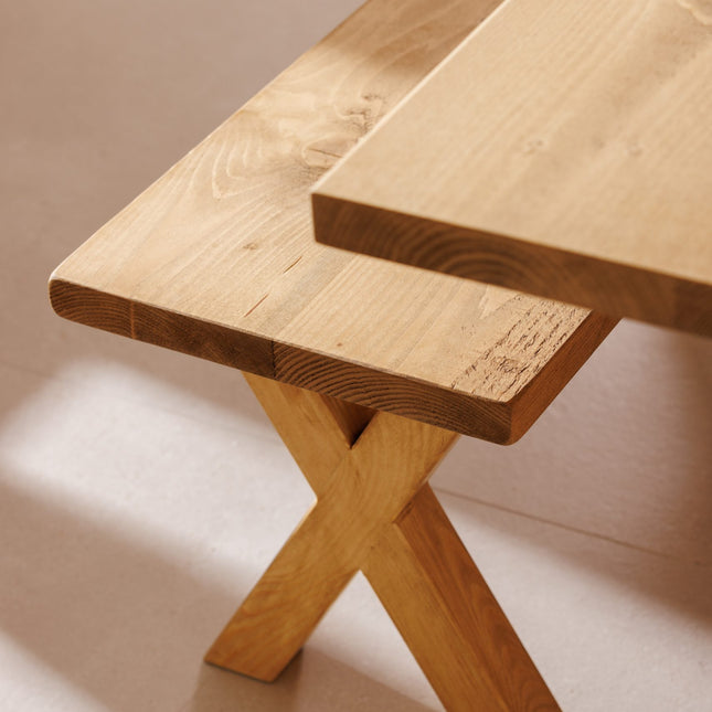 Industrial Rustic Wood X Legs Bench - 38 cm, 80 cm