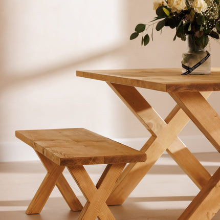 Industrial Rustic Wood X Legs Bench