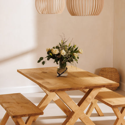 Industrial Rustic Wood X Legs Bench