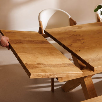 Winthorpe Rustic Extendable Dining Table Handmade Solid Wooden Chunky X Frame Legs