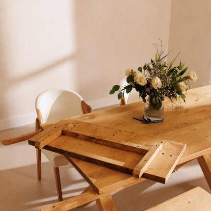 Winthorpe Rustic Extendable Dining Table Handmade Solid Wooden Chunky X Frame Legs