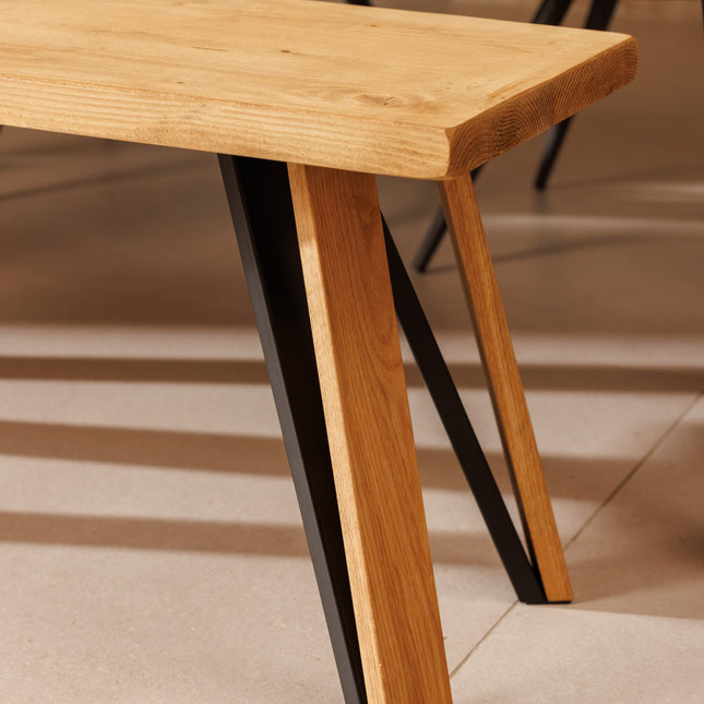 John Lewis Calia Style Industrial Reclaimed Bench BH Frame Wooden/Steel Legs Black