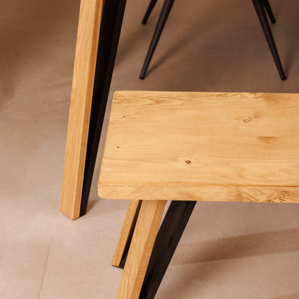 John Lewis Calia Style Industrial Reclaimed Bench BH Frame Wooden/Steel Legs Black