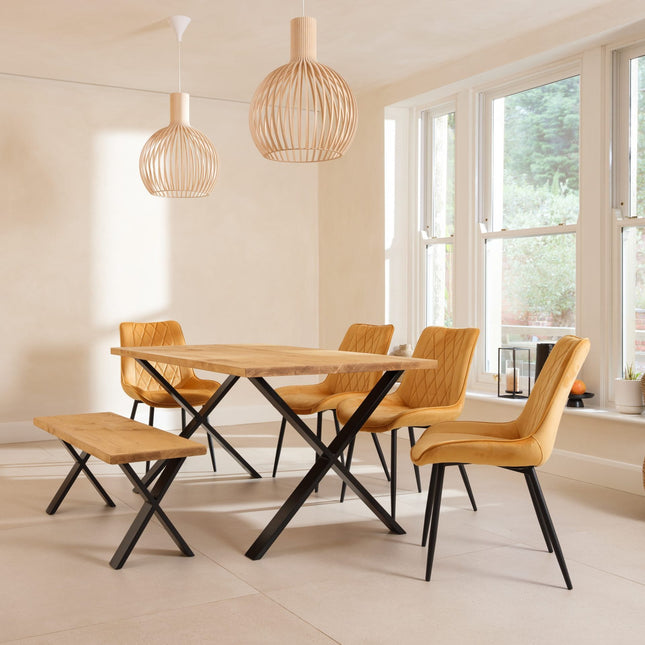 John Lewis Calia Style Industrial Reclaimed Dining Table X Frame Steel Legs Cotswold