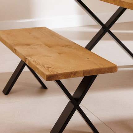 John Lewis Calia Style Industrial Reclaimed Dining Table X Frame Steel Legs Cotswold