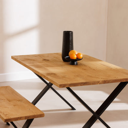 John Lewis Calia Style Industrial Reclaimed Dining Table X Frame Steel Legs Cotswold