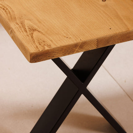 John Lewis Calia Style Industrial Reclaimed Dining Table X Frame Steel Legs Cotswold