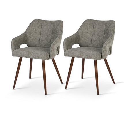 Set of 2 Linen Dining Chairs Croft
