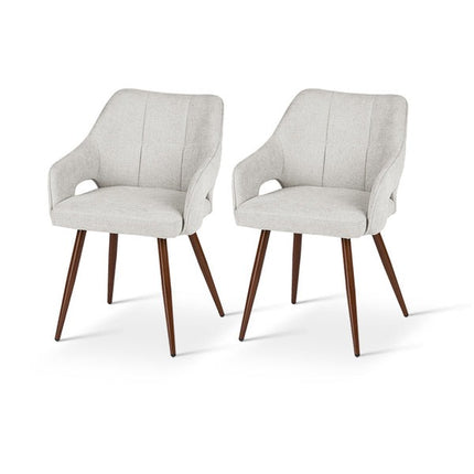 Set of 2 Linen Dining Chairs Croft