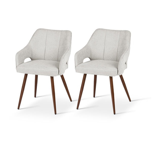 Set of 2 Linen Dining Chairs Croft